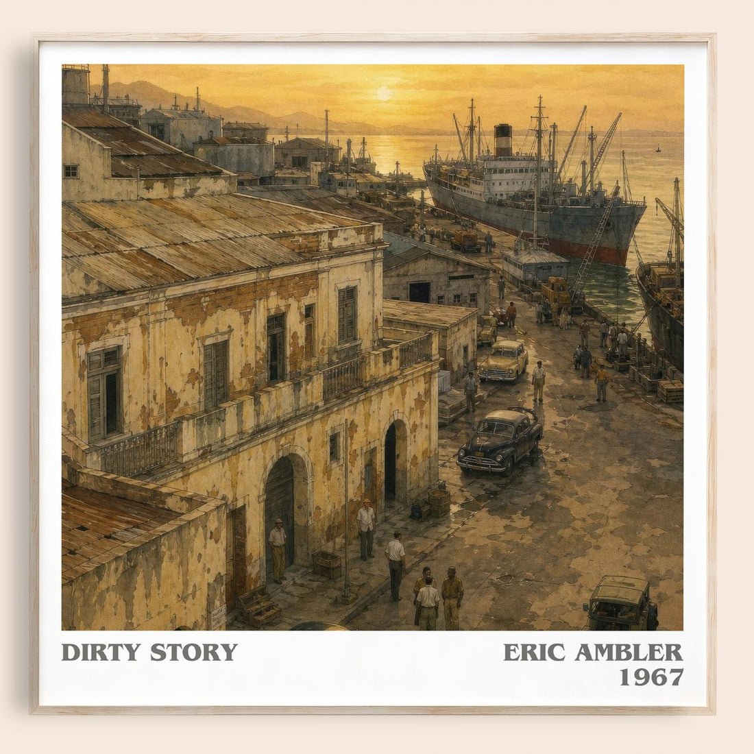 Dirty Story literary book poster by Eric Ambler – framed literary art print