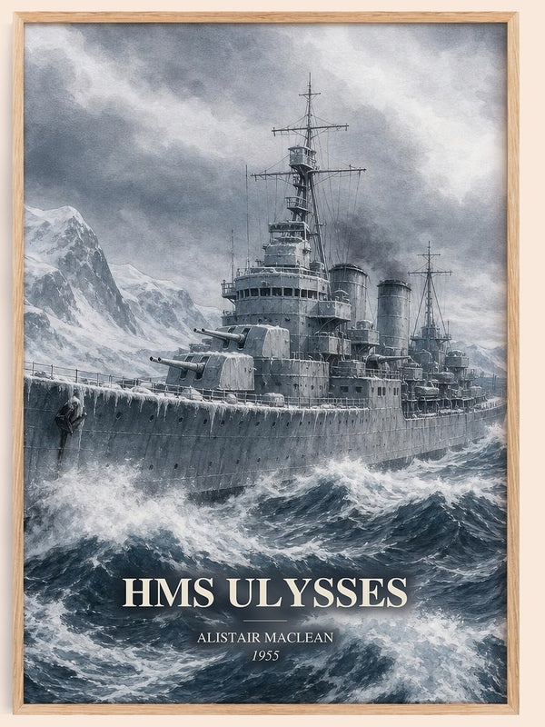 HMS Ulysses watercolour book poster by Alistair MacLean – framed literary art print