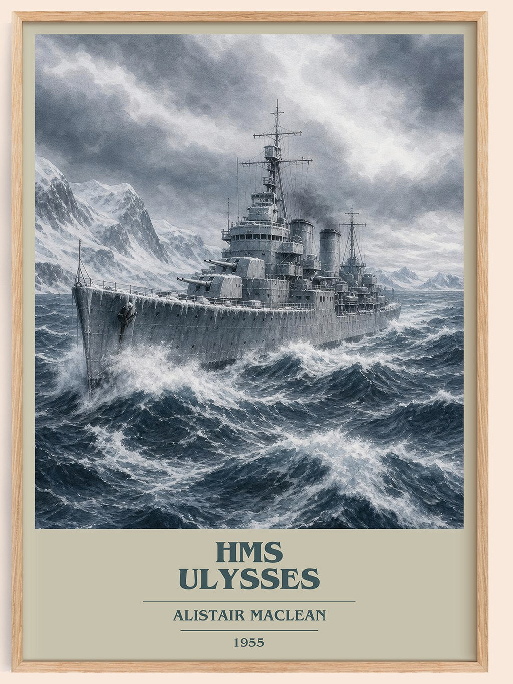 HMS Ulysses book cover book poster by Alistair MacLean – framed literary art print