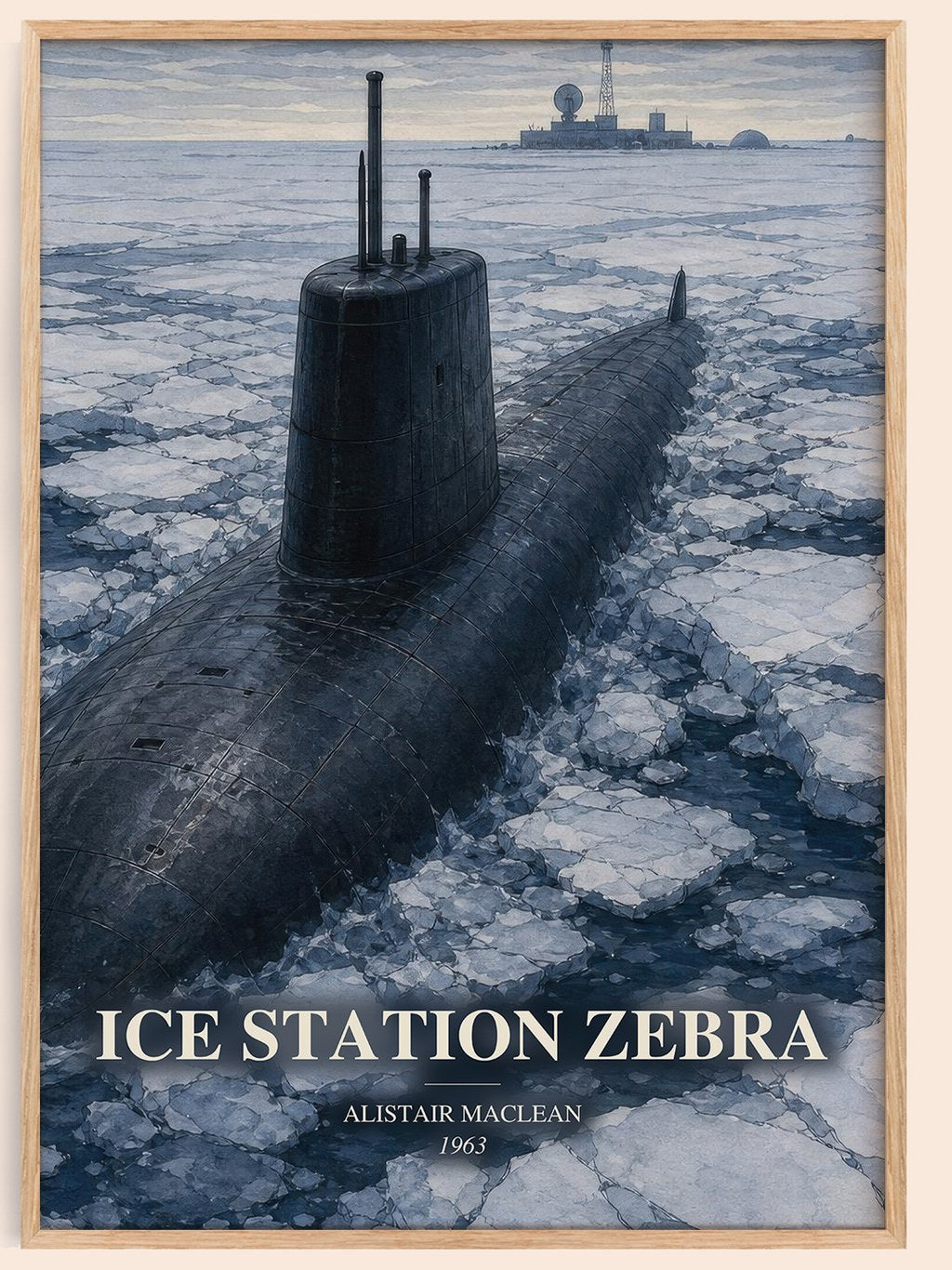 Ice Station Zebra watercolour book poster by Alistair MacLean – framed literary art print