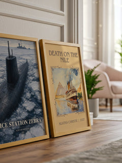 Ice Station Zebra watercolour print framed by window – literary home decor