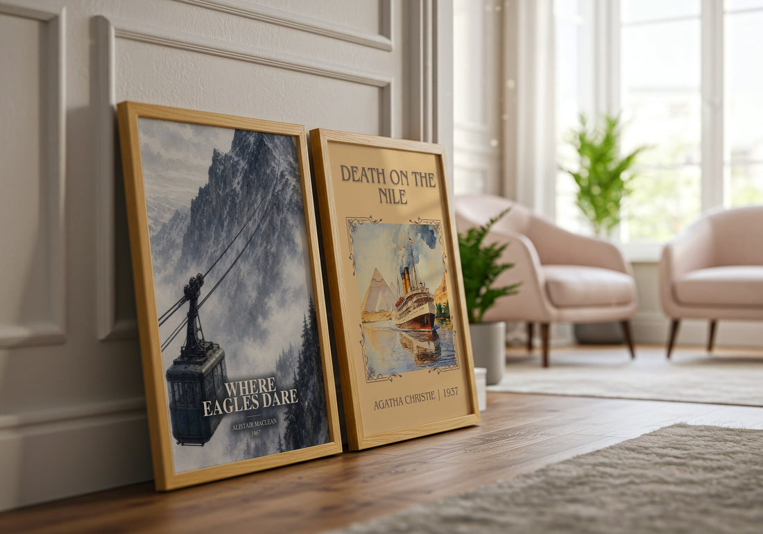 Where Eagles Dare watercolour print framed by window – literary home decor