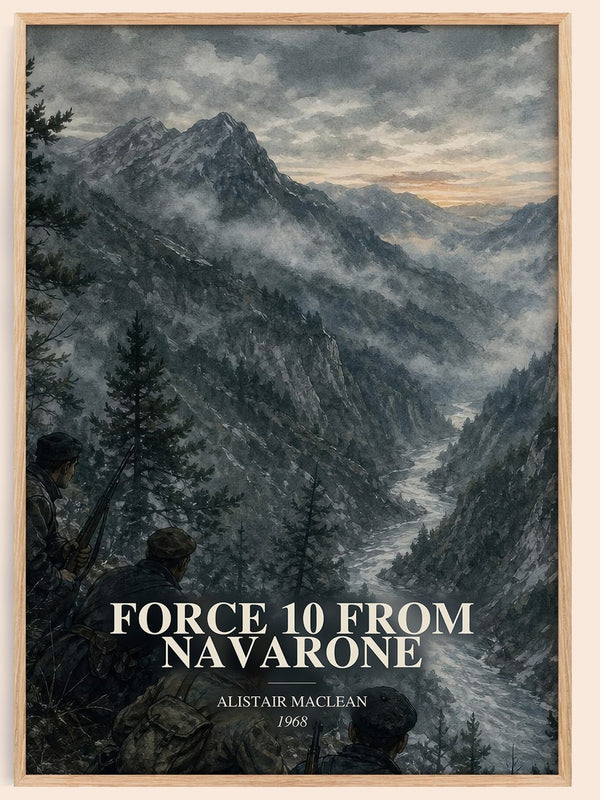 Force 10 from Navarone watercolour book poster by Alistair MacLean – framed literary art print