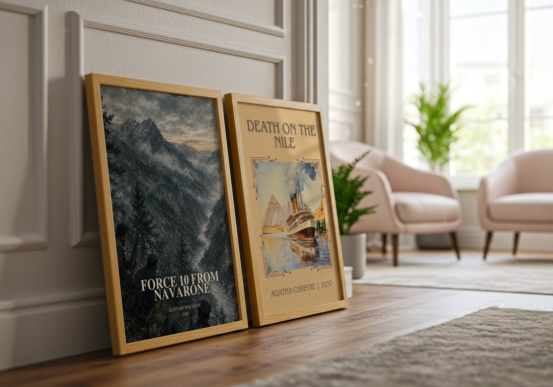 Force 10 from Navarone watercolour print framed by window – literary home decor