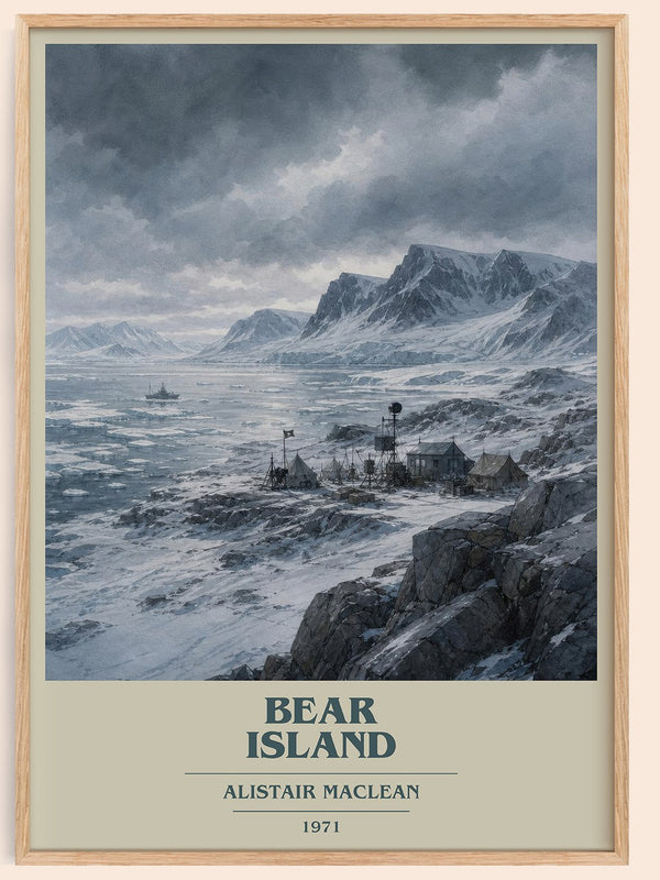 Bear Island book cover book poster by Alistair MacLean – framed literary art print