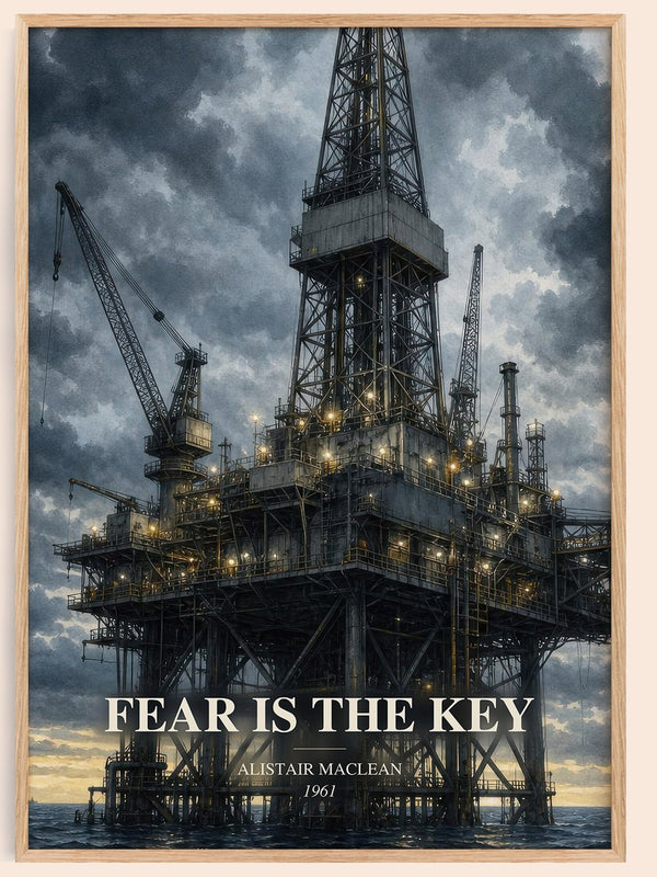 Fear Is the Key watercolour book poster by Alistair MacLean – framed literary art print