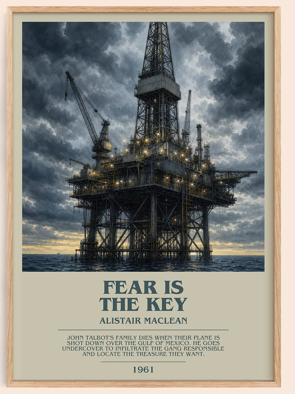 Fear Is the Key bookish book poster by Alistair MacLean – framed literary art print