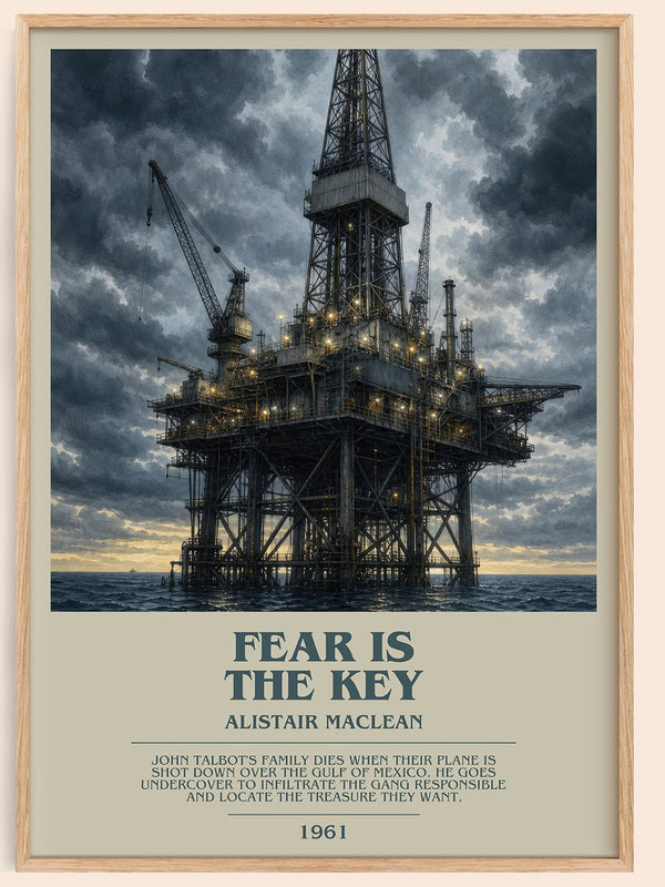 Fear Is the Key bookish book poster by Alistair MacLean – framed literary art print