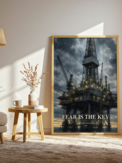 Fear Is the Key watercolour print in frame leaning in hallway – thriller wall art