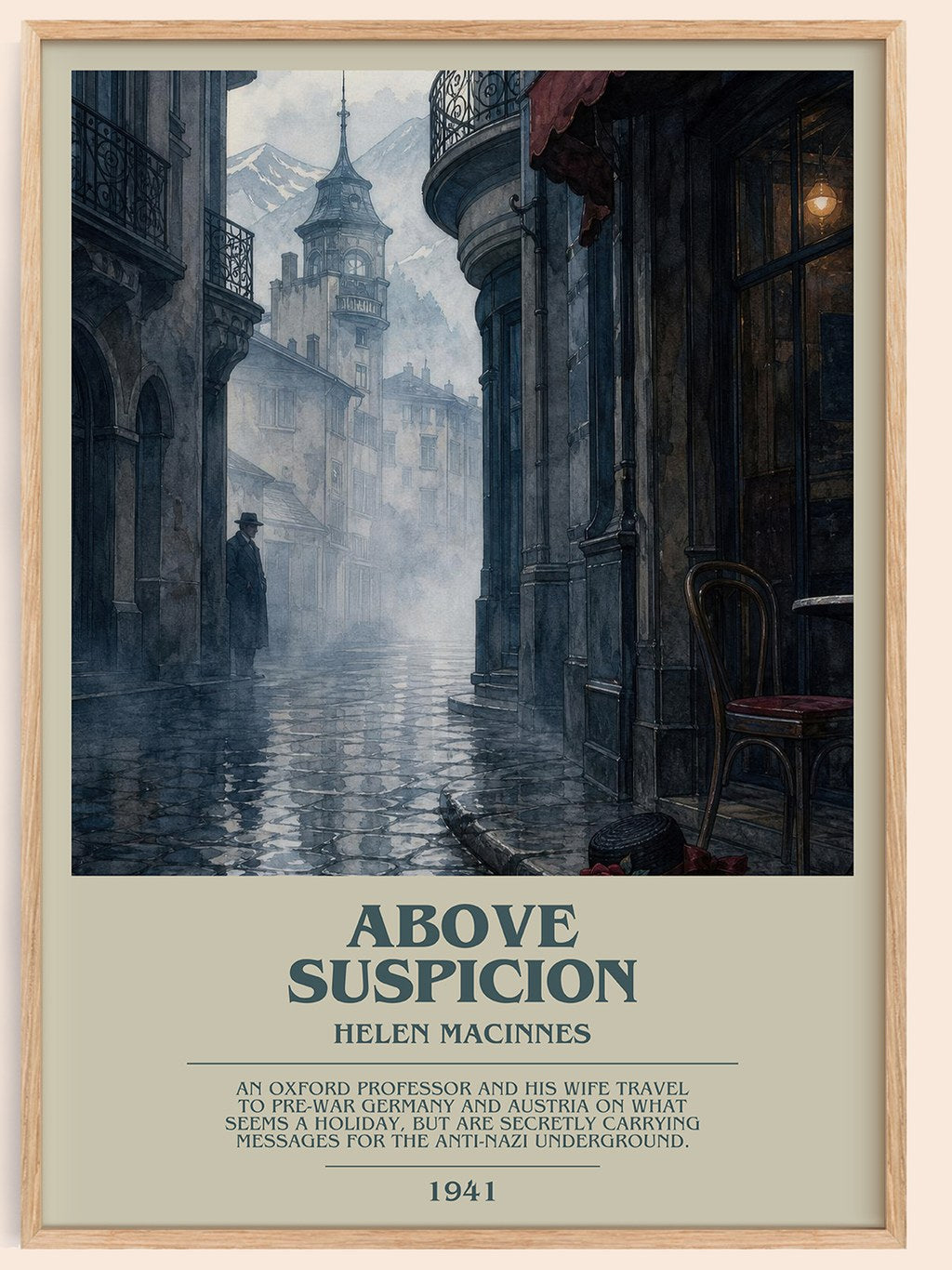 Above Suspicion bookish book poster by Helen MacInnes – framed literary art print