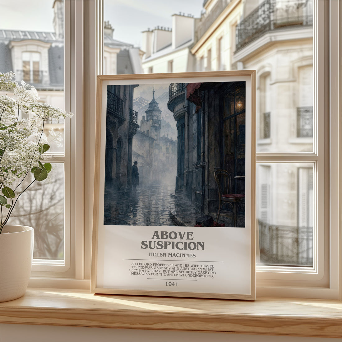 Above Suspicion bookish poster colour and style options – Helen MacInnes book art