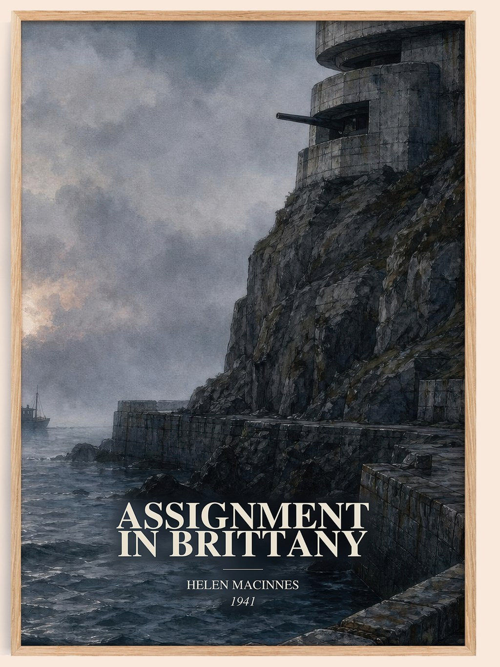 Assignment in Brittany watercolour book poster by Helen MacInnes – framed literary art print