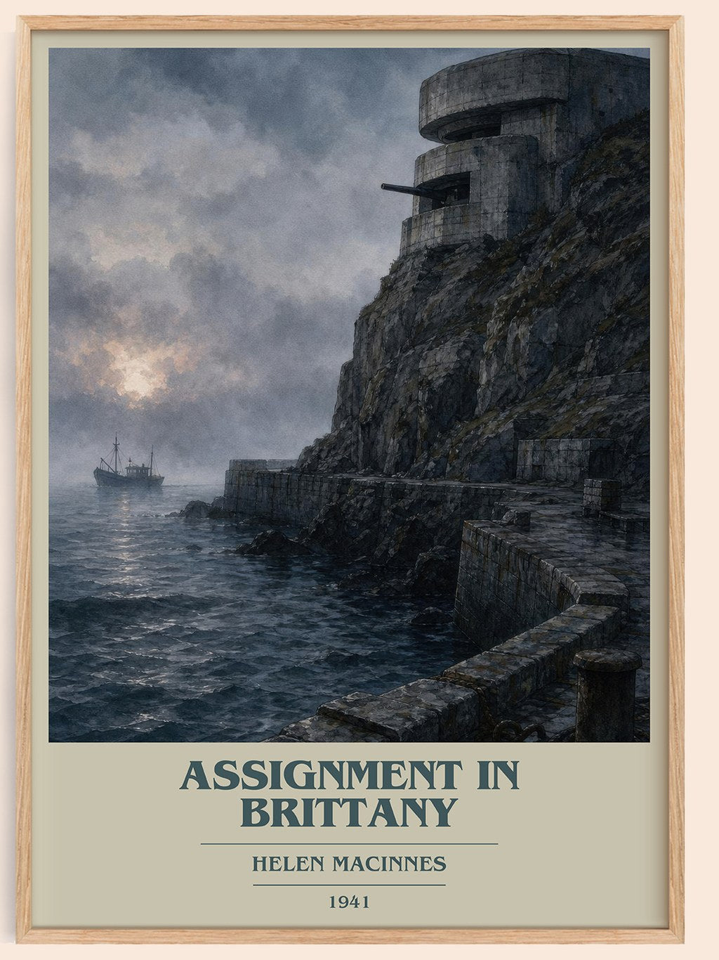 Assignment in Brittany book cover book poster by Helen MacInnes – framed literary art print