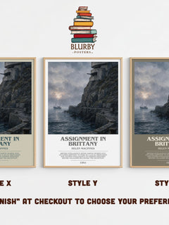 Assignment in Brittany bookish print in frame leaning in hallway – thriller wall art