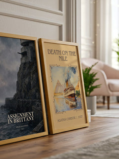 Assignment in Brittany watercolour print framed by window – literary home decor