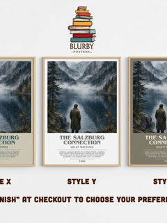 The Salzburg Connection bookish print in frame leaning in hallway – thriller wall art