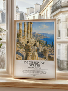 Decision at Delphi bookish poster colour and style options – Helen MacInnes book art