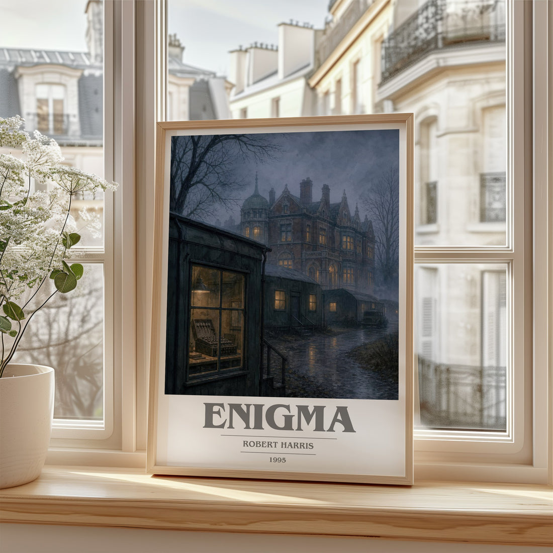 Enigma book cover poster colour and style options – Robert Harris book art