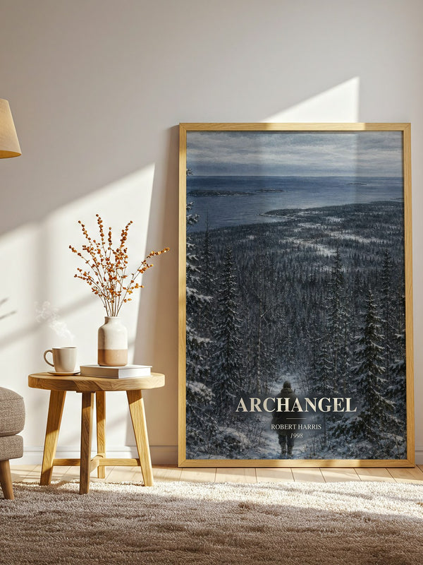 Archangel watercolour print in frame leaning in hallway – thriller wall art