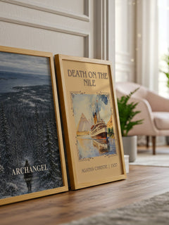 Archangel watercolour print framed by window – literary home decor