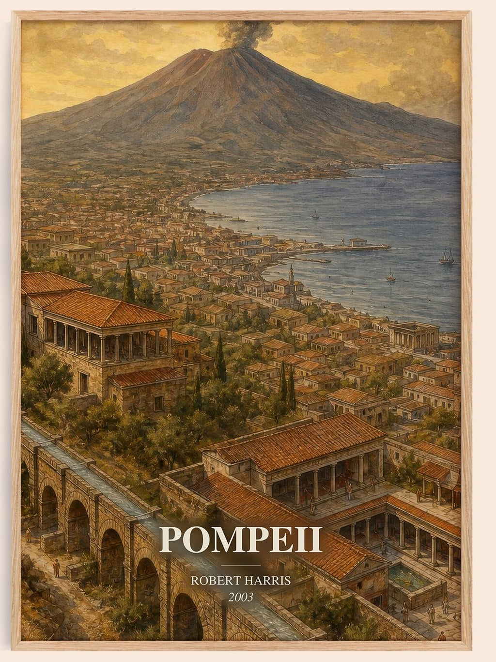 Pompeii watercolour book poster by Robert Harris – framed literary art print