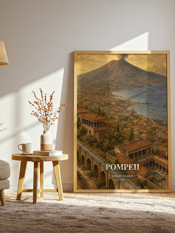Pompeii watercolour print in frame leaning in hallway – historical fiction wall art