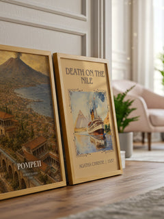 Pompeii watercolour print framed by window – literary home decor