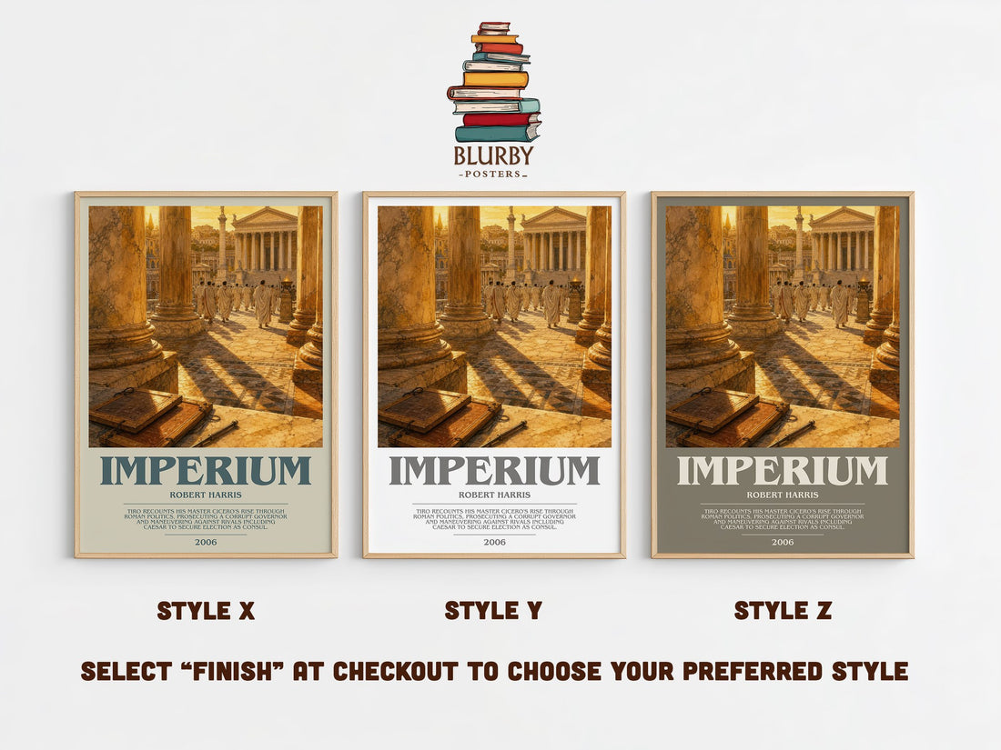 Imperium bookish print in frame leaning in hallway – historical fiction wall art (mockup)