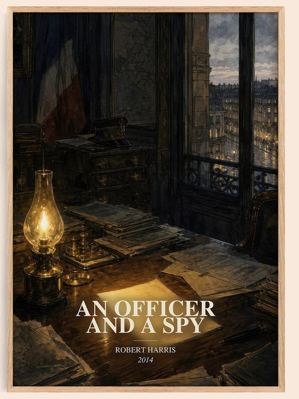 An Officer and a Spy watercolour book poster by Robert Harris – framed literary art print