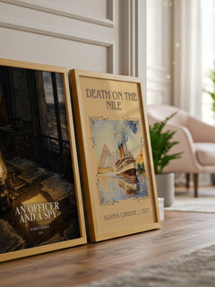 An Officer and a Spy watercolour print framed by window – literary home decor