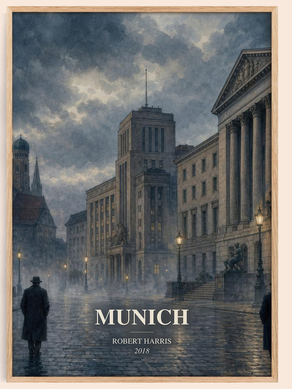 Munich watercolour book poster by Robert Harris – framed literary art print