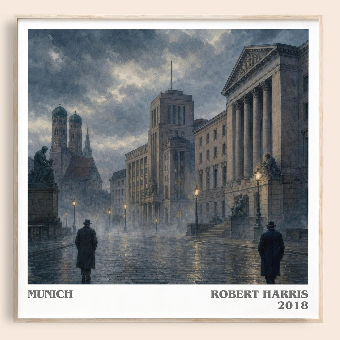 Munich literary book poster by Robert Harris – framed literary art print