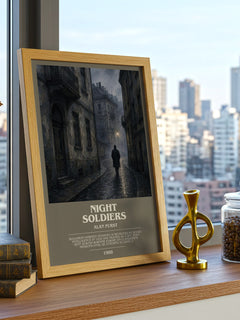 Night Soldiers bookish print framed by window – literary home decor