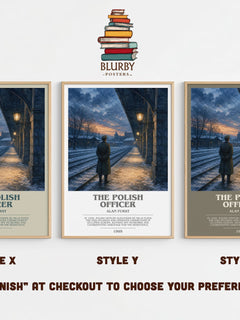 The Polish Officer bookish print in frame leaning in hallway – thriller wall art