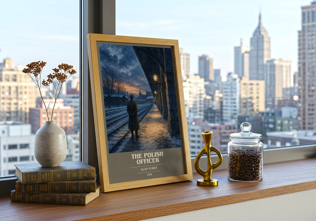 The Polish Officer book cover print framed by window – literary home decor