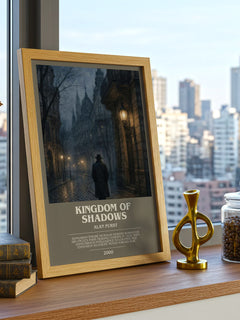 Kingdom of Shadows bookish print framed by window – literary home decor