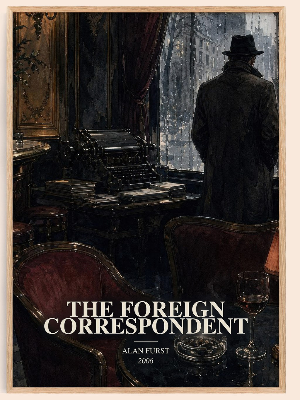 The Foreign Correspondent watercolour book poster by Alan Furst – framed literary art print