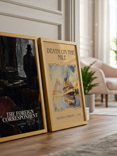 The Foreign Correspondent watercolour print framed by window – literary home decor