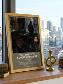 The Foreign Correspondent bookish print framed by window – literary home decor