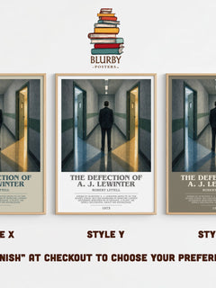 The Defection of A. J. Lewinter bookish print in frame leaning in hallway – thriller wall art
