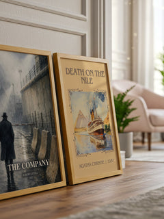 The Company watercolour print framed by window – literary home decor