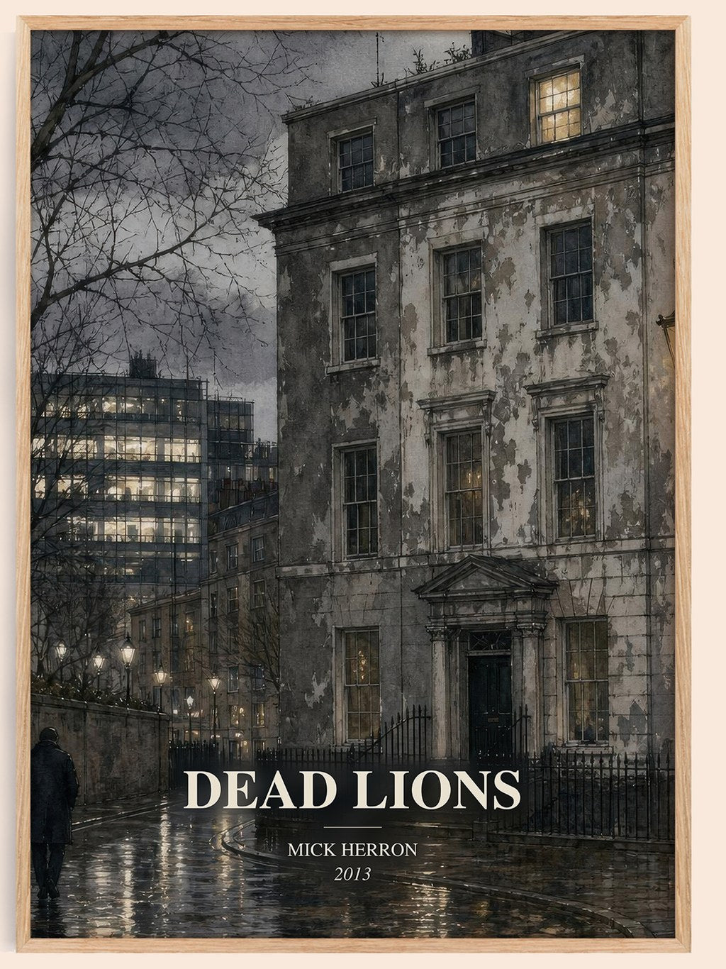 Dead Lions watercolour book poster by Mick Herron – framed literary art print