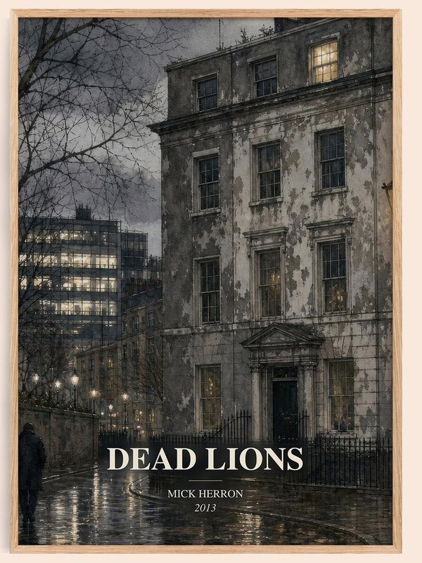 Dead Lions watercolour book poster by Mick Herron – framed literary art print