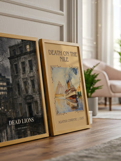 Dead Lions watercolour print framed by window – literary home decor