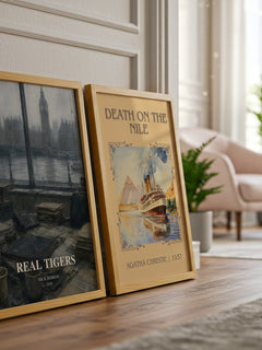 Real Tigers watercolour print framed by window – literary home decor