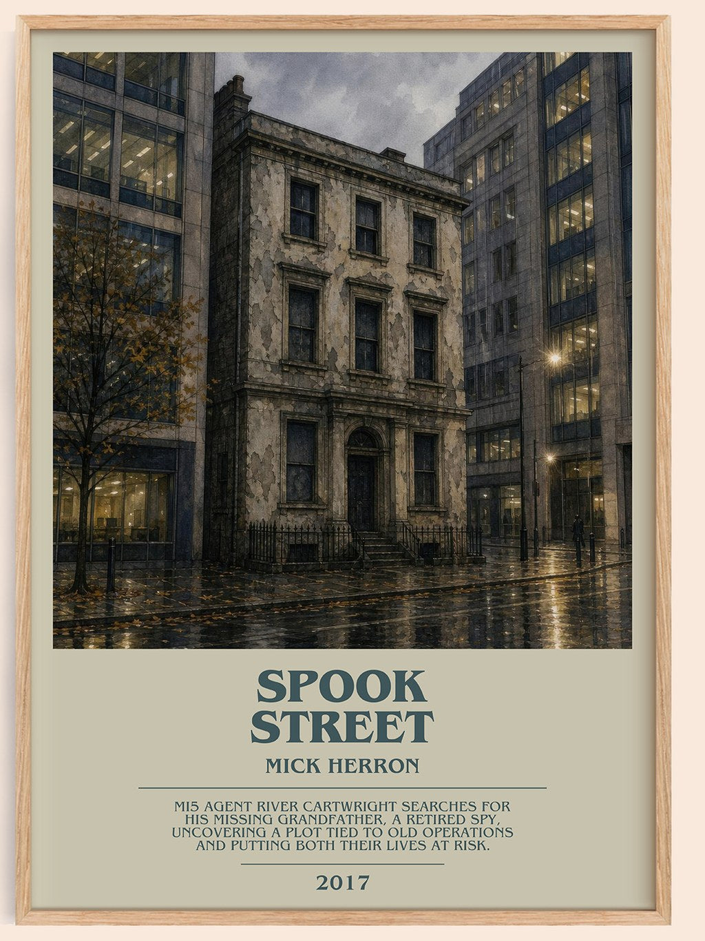 Spook Street bookish book poster by Mick Herron – framed literary art print