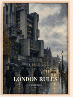 London Rules watercolour book poster by Mick Herron – framed literary art print