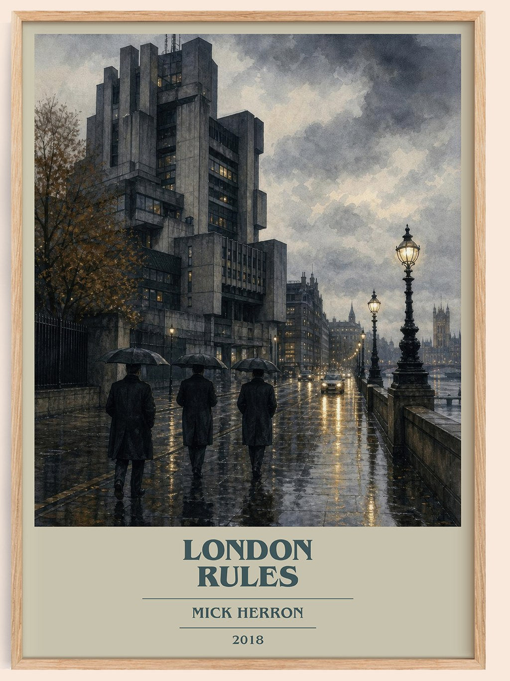 London Rules book cover book poster by Mick Herron – framed literary art print