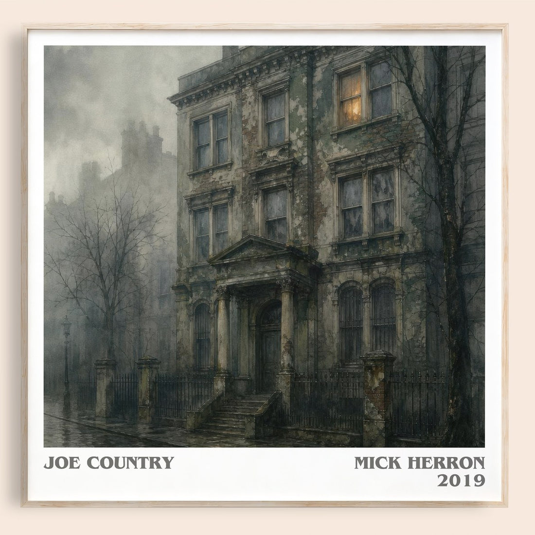 Joe Country literary book poster by Mick Herron – framed literary art print