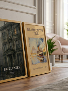 Joe Country watercolour print framed by window – literary home decor